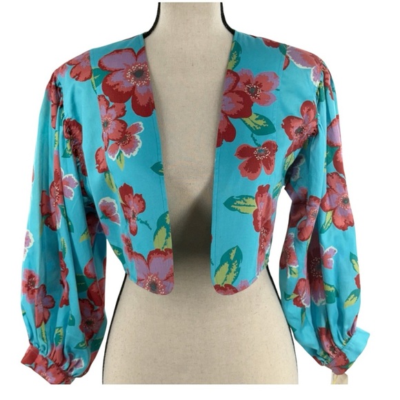 Kenzo Paris Floral Cropped Bolero Jacket Size S – Made in France 100% Cotton NWT - Picture 1 of 13